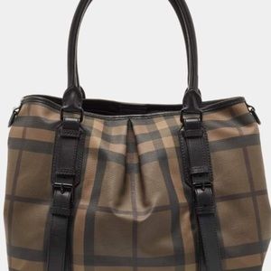Burberry Black Smoked Check PVC and Leather Lowry Shoulder Bag